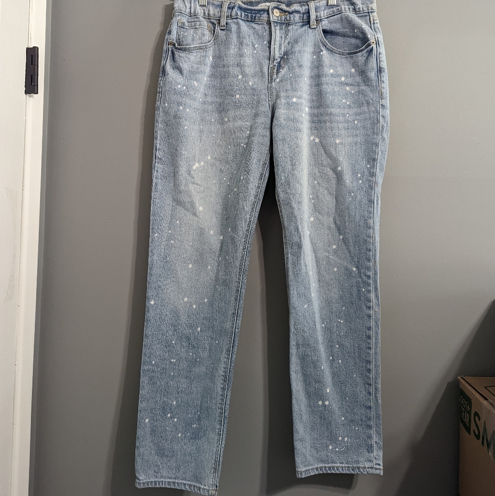 Boyfriend Bleach stained light blue jean old navy capris size 12